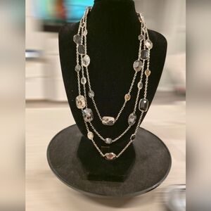 Swarovski Silver Layered Necklace with Crystal Beads